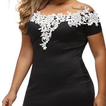 Rochie scurta de dama eleganta cu dantela de culoare neagra