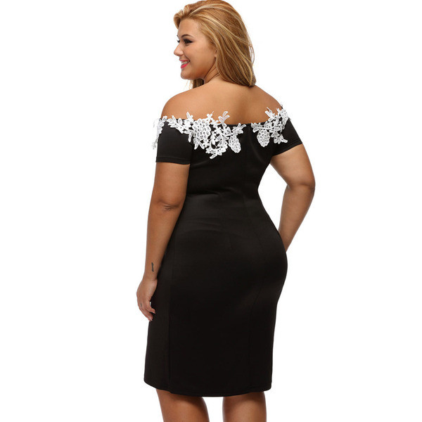 Rochie scurta de dama eleganta cu dantela de culoare neagra