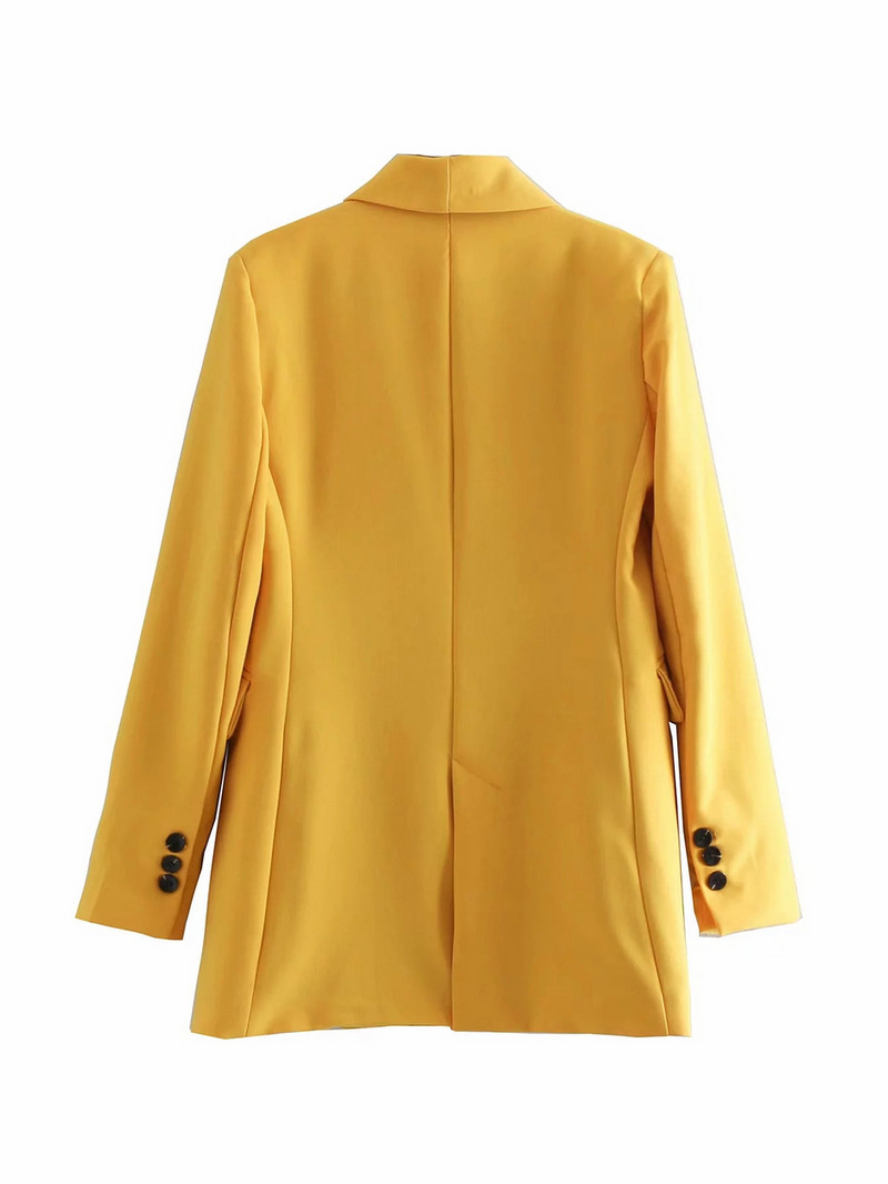 Stílusos női kabát - hosszú, sárga modell