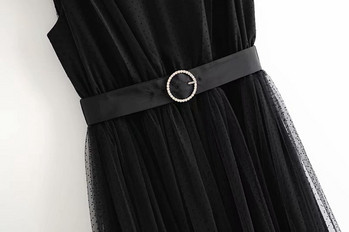 Rochie eleganta de dama cu tul in negru