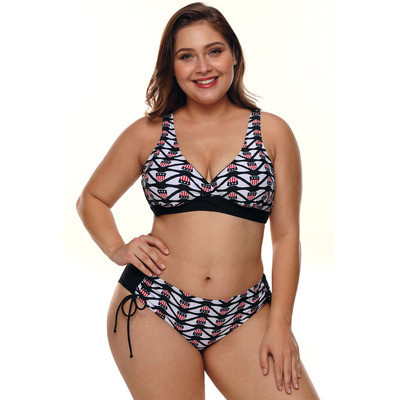 Kétrészes női fürdőruha nyakkendővel és 3XL-es méretig