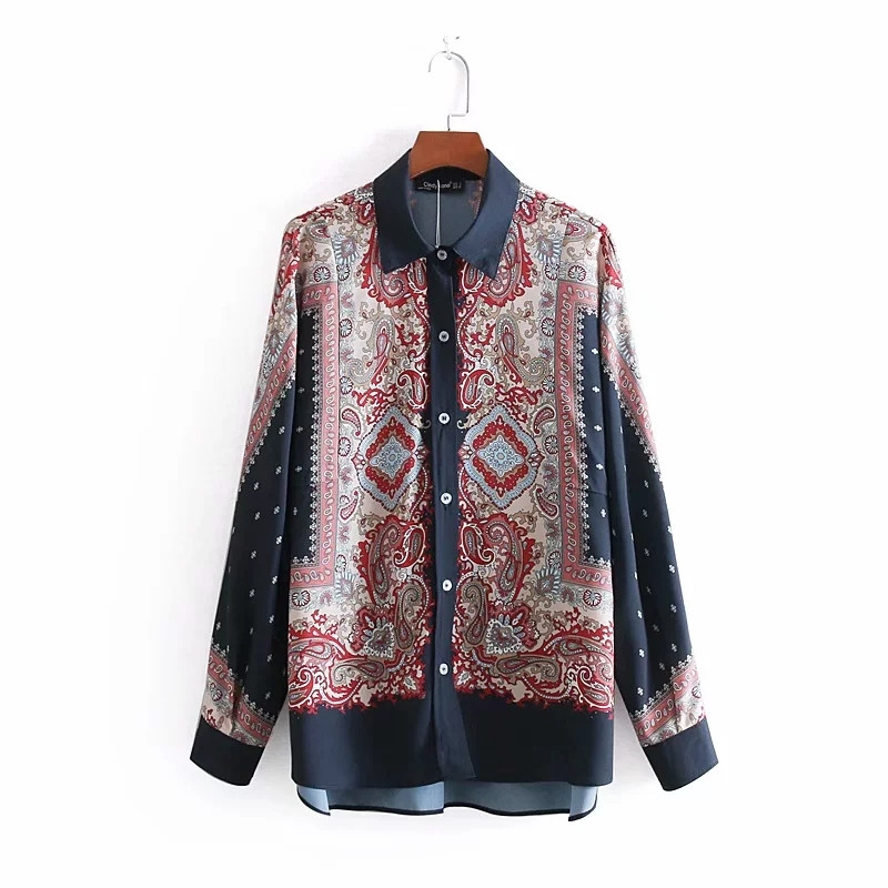 Női ing hosszú ujjal, színes mintával