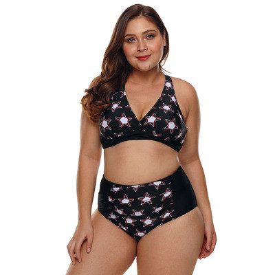 Costum de baie de damă din două piese cu talie înaltă de culoare neagră