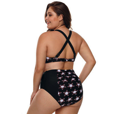 Costum de baie de damă din două piese cu talie înaltă de culoare neagră