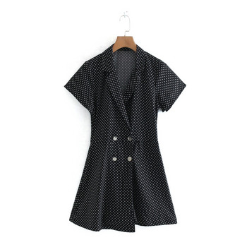 Rochie de dama cu buline cu nasturi de culoare neagra