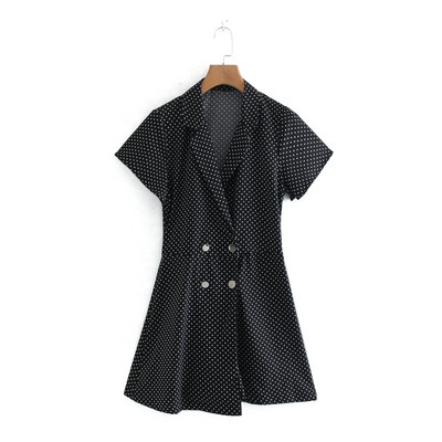 Rochie de dama cu buline cu nasturi de culoare neagra