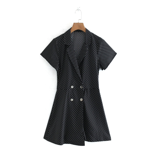 Rochie de dama cu buline cu nasturi de culoare neagra