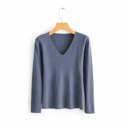 Bluză de damă cu decolteu în V și mâneci lungi în mai multe culori