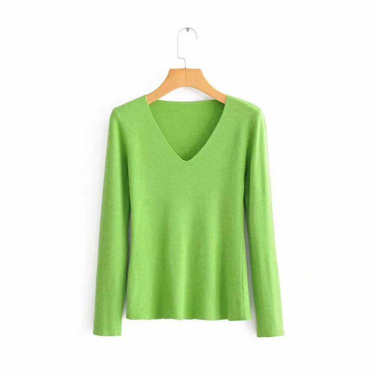 Bluză de damă cu decolteu în V și mâneci lungi în mai multe culori