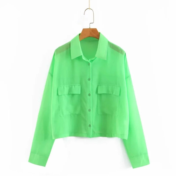 Cămașă de damă modernă model clasic de culoare verde