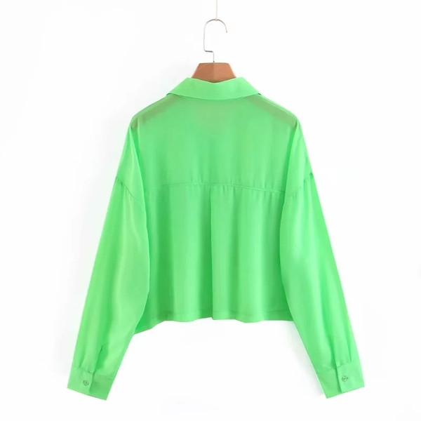 Cămașă de damă modernă model clasic de culoare verde