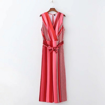 Rochie de damă în dungi cu decolteu în V