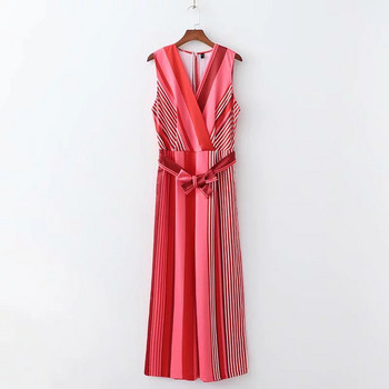 Rochie de damă în dungi cu decolteu în V