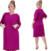 Elegáns női ruha 3/4 ujjal, lila és kék színben