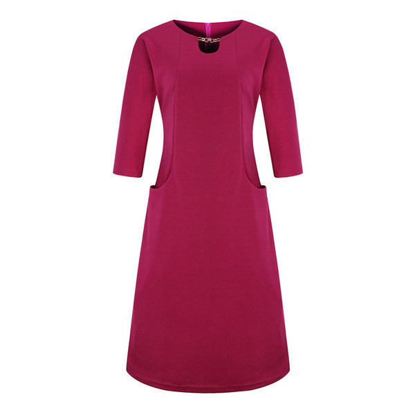 Elegáns női ruha 3/4 ujjal, lila és kék színben