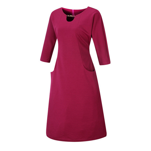 Elegáns női ruha 3/4 ujjal, lila és kék színben