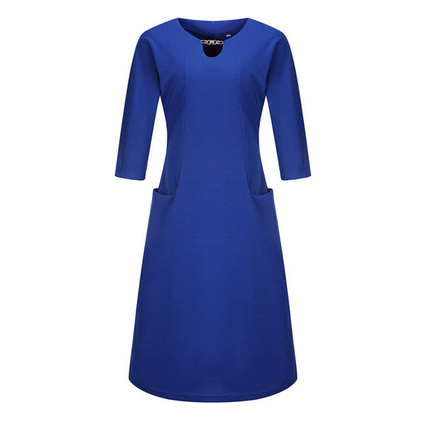 Elegáns női ruha 3/4 ujjal, lila és kék színben