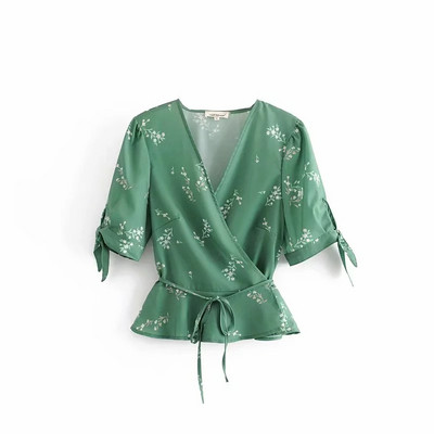 Bluza de dama cu maneca scurta de culoare verde