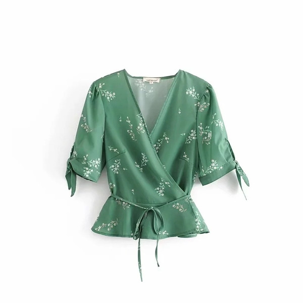 Bluza de dama cu maneca scurta de culoare verde