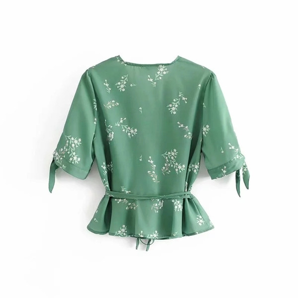 Bluza de dama cu maneca scurta de culoare verde