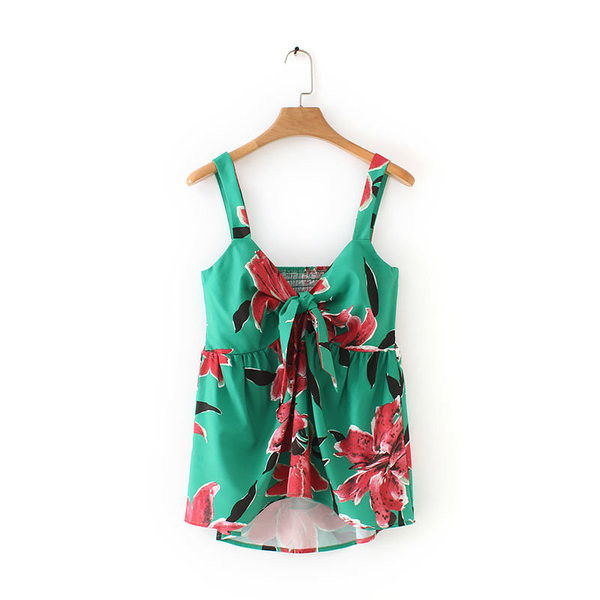 Női felső, virágmintás vékony pántokkal