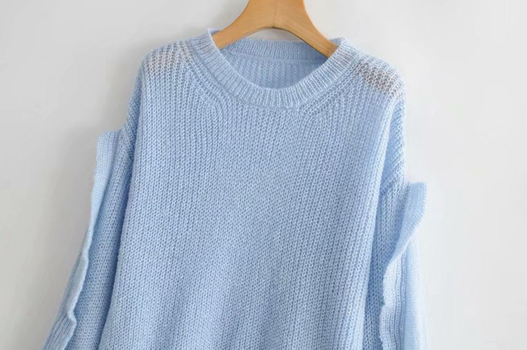 Pulover de dama cu maneci largi de culoare albastra