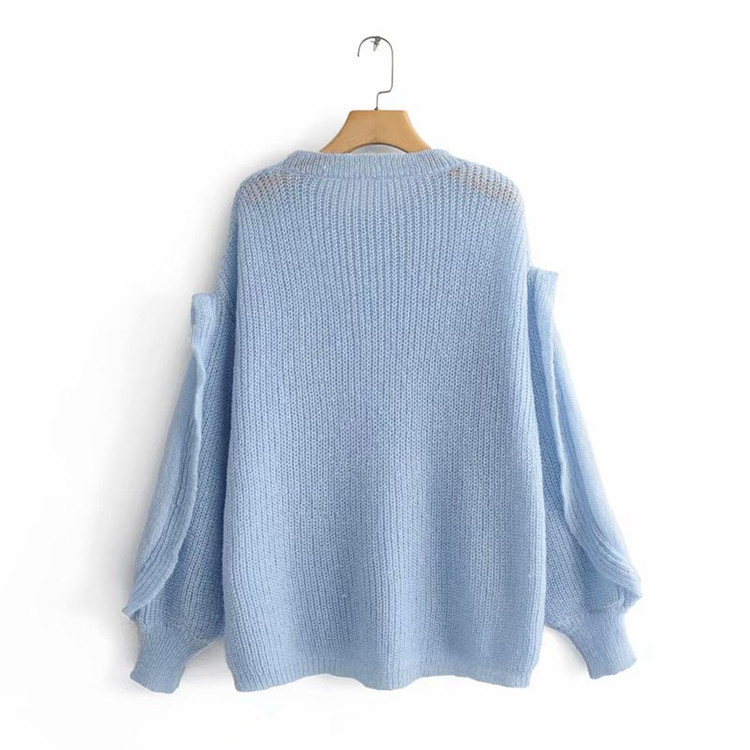 Pulover de dama cu maneci largi de culoare albastra