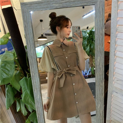 Női aktuális ruha két színben, rövid ujjal