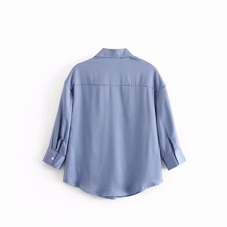 Cămașă de damă model larg de culoare albastră