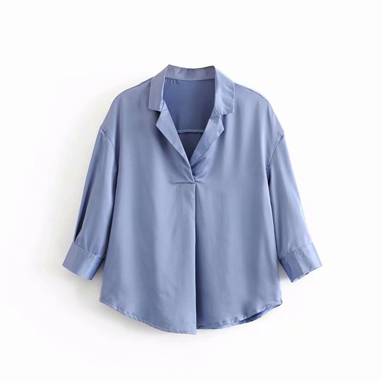 Cămașă de damă model larg de culoare albastră
