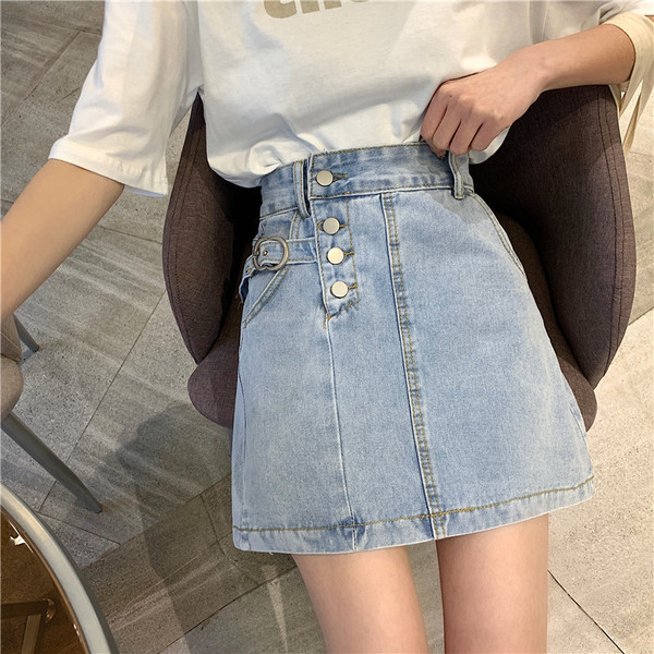 Fusta casual scurta de denim de dama de culoare albastra