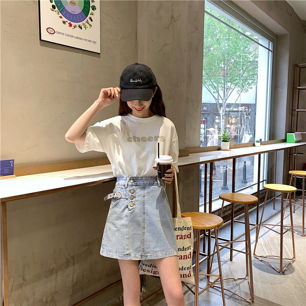 Fusta casual scurta de denim de dama de culoare albastra