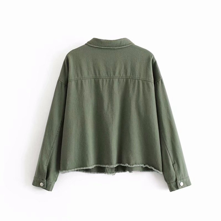 Női farmerdzseki zöld színben - széles modell