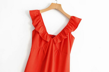 Rövid női ruha piros pántokkal