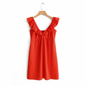 Rövid női ruha piros pántokkal