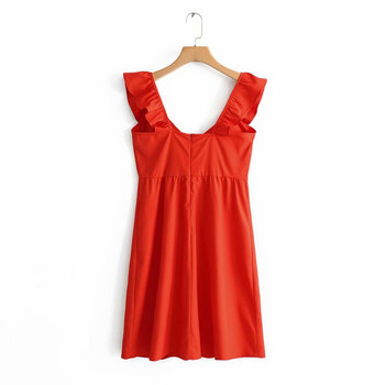 Rövid női ruha piros pántokkal