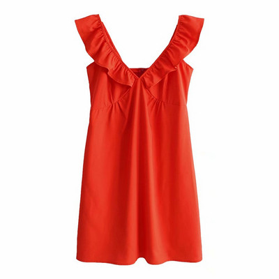 Rövid női ruha piros pántokkal