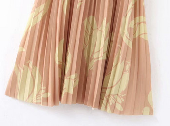 Hosszú női hajtogatott szoknya magas derékkal