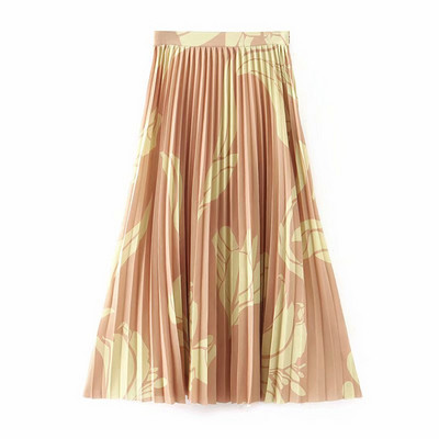 Hosszú női hajtogatott szoknya magas derékkal