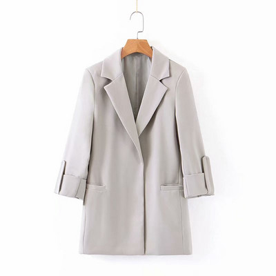 Дамско сако с 7/8 ръкав в сив цвят