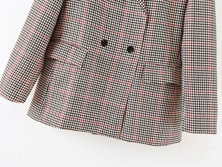 Geaca de dama lunga in carouri cu buzunare