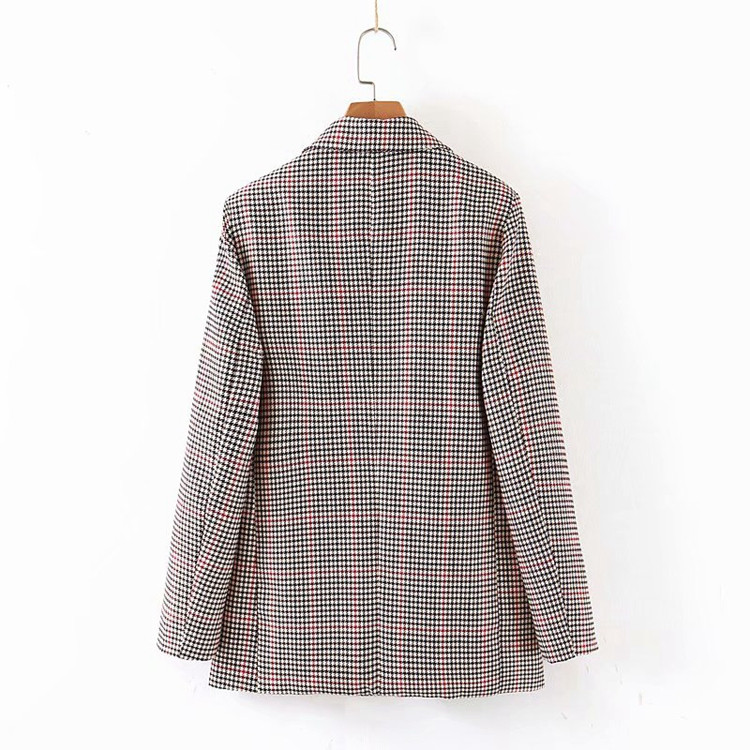 Geaca de dama lunga in carouri cu buzunare