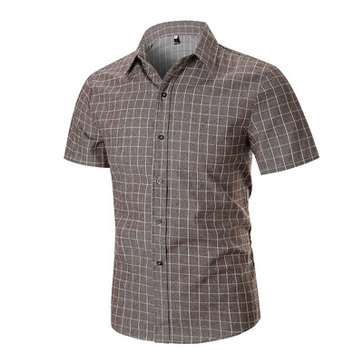 Cămașă casual bărbătească cu mâneci scurte și guler clasic în trei culori