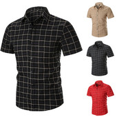 Modern férfi ing rövid ujjal és klasszikus gallérral, négy színben