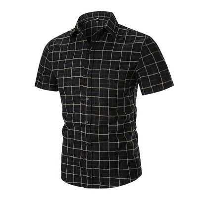 Modern férfi ing rövid ujjal és klasszikus gallérral, négy színben