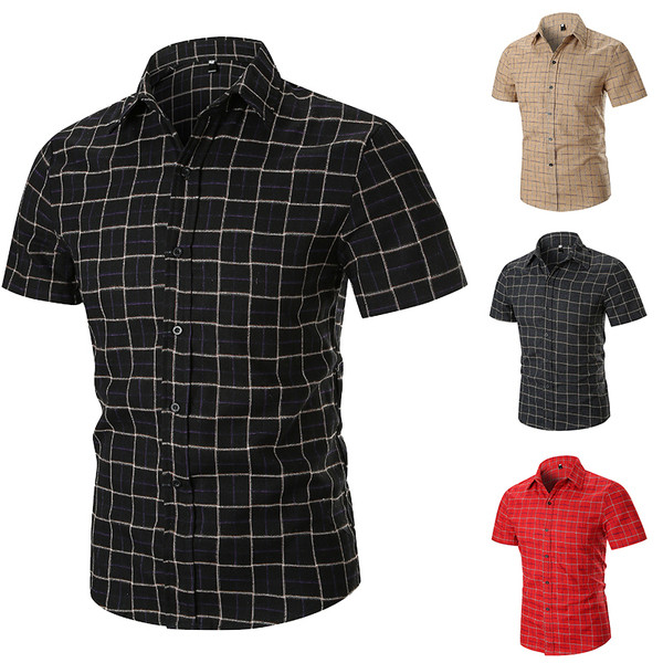 Modern férfi ing rövid ujjal és klasszikus gallérral, négy színben