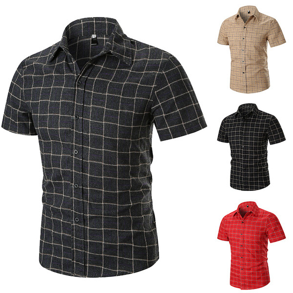 Modern férfi ing rövid ujjal és klasszikus gallérral, négy színben