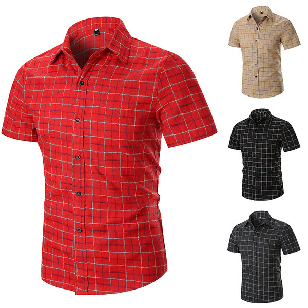 Modern férfi ing rövid ujjal és klasszikus gallérral, négy színben