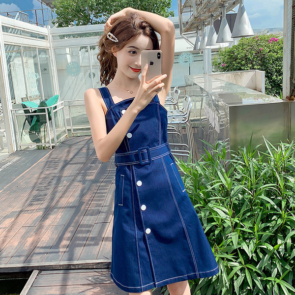 Rochie de damă modernă din denim de culoare albastră