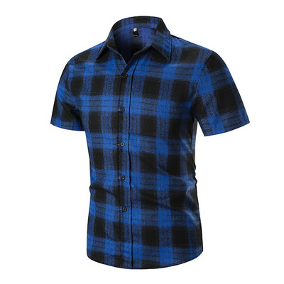 Ежедневна мъжка карирана риза с къс ръкав в три цвята 